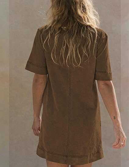 Crew Neck Loose Casual T-Shirt Mini Dress
