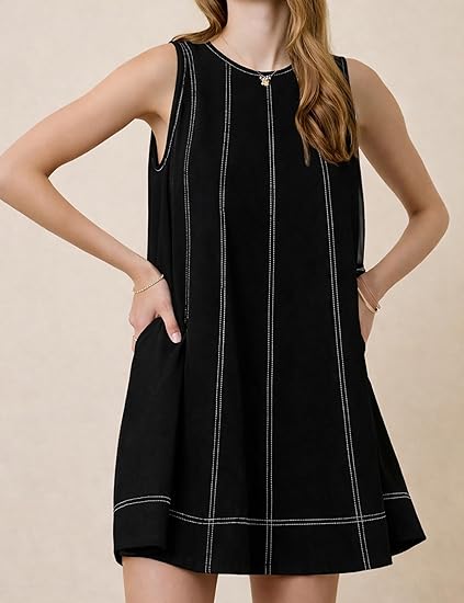 Sleeveless A-line Swing Casual Tank Dress