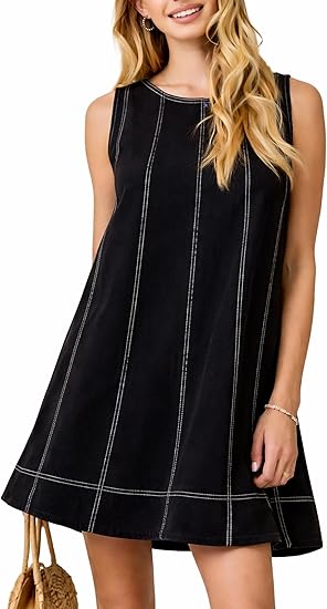 Sleeveless A-line Swing Casual Tank Dress