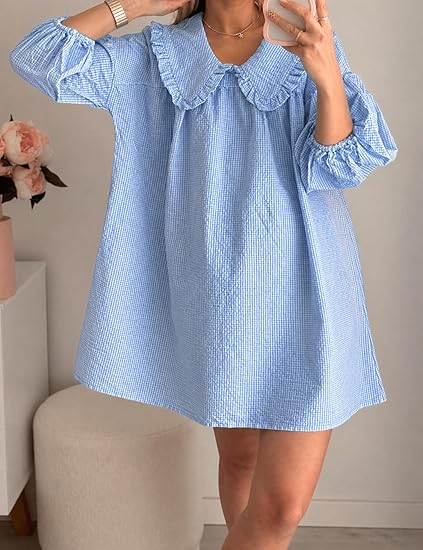 Doll Collar Loose Babydoll Mini Dress