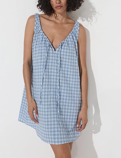 Plaid Tie Detail A-line Summer Dress